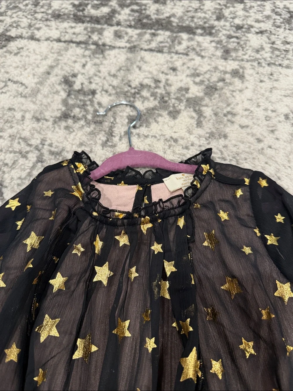 Kate Soade navy/Black Sheer Star Print Tunic with Gold Stars